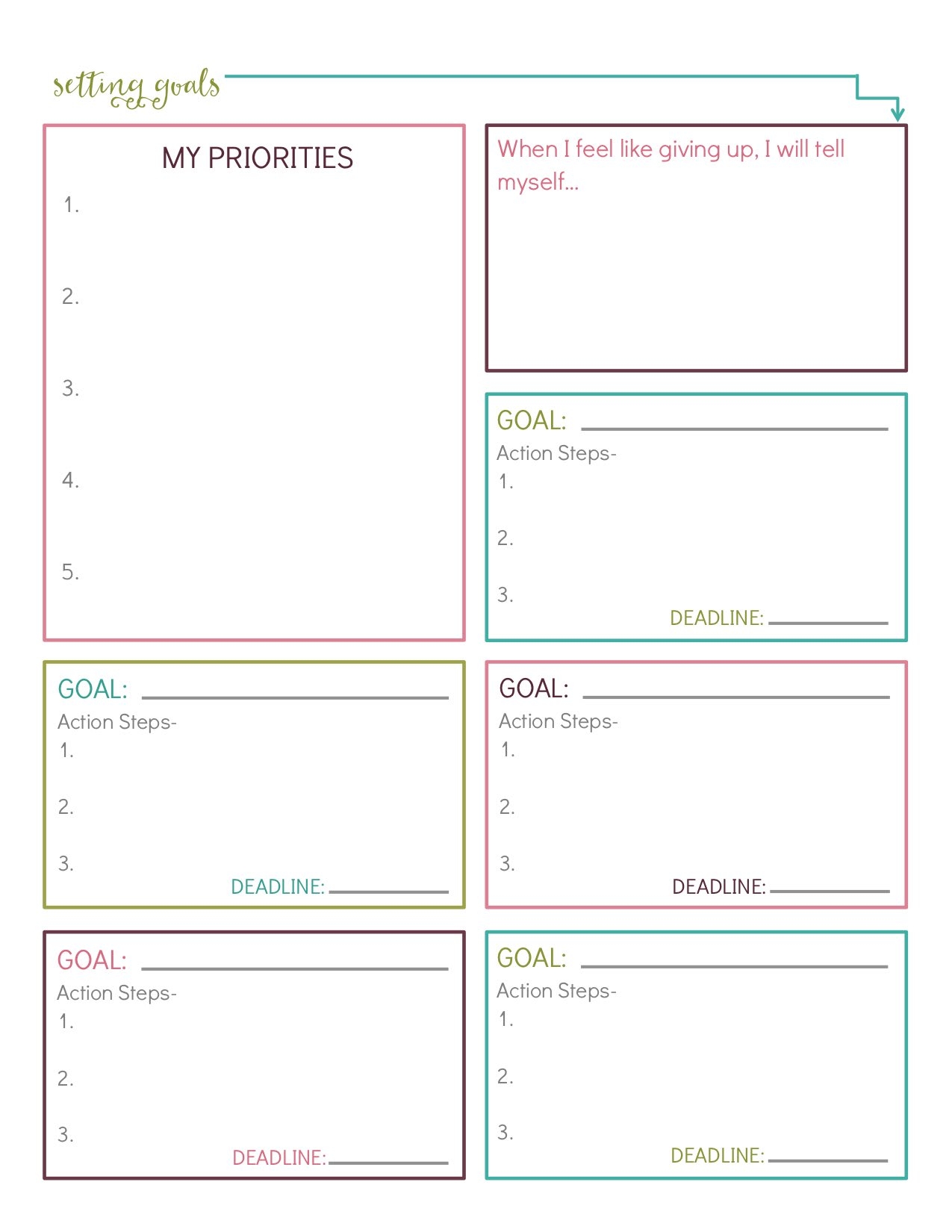 Printable Goal Setting Sheets