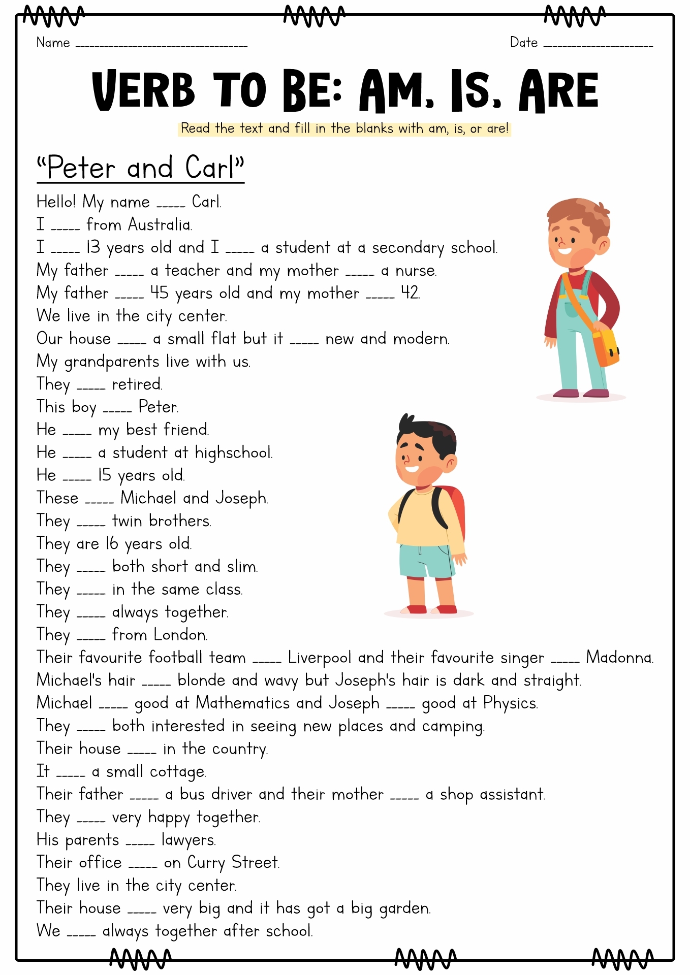 Free Printable English Worksheets