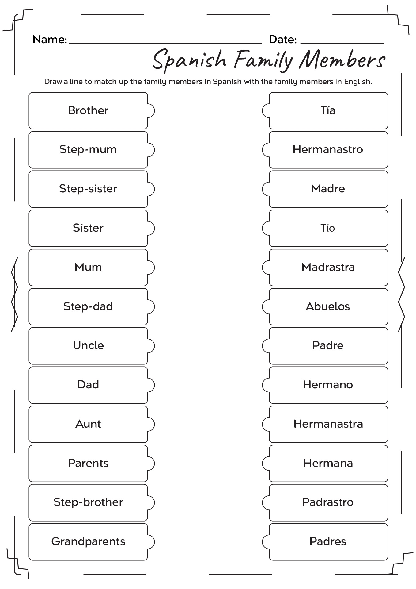 17 English And Spanish Worksheet Family Free PDF At Worksheeto 