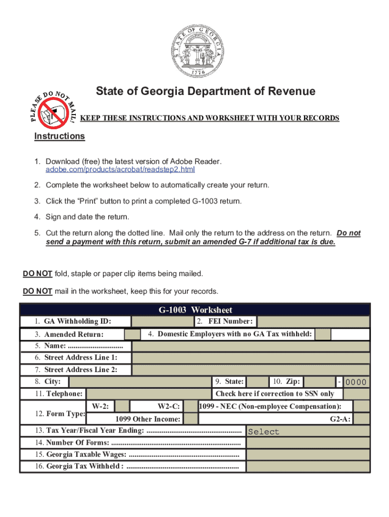 2024 Form GA DoR G 1003 Fill Online Printable Fillable Blank 