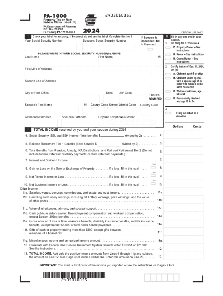 2024 Form PA PA 1000 Fill Online Printable Fillable Blank 