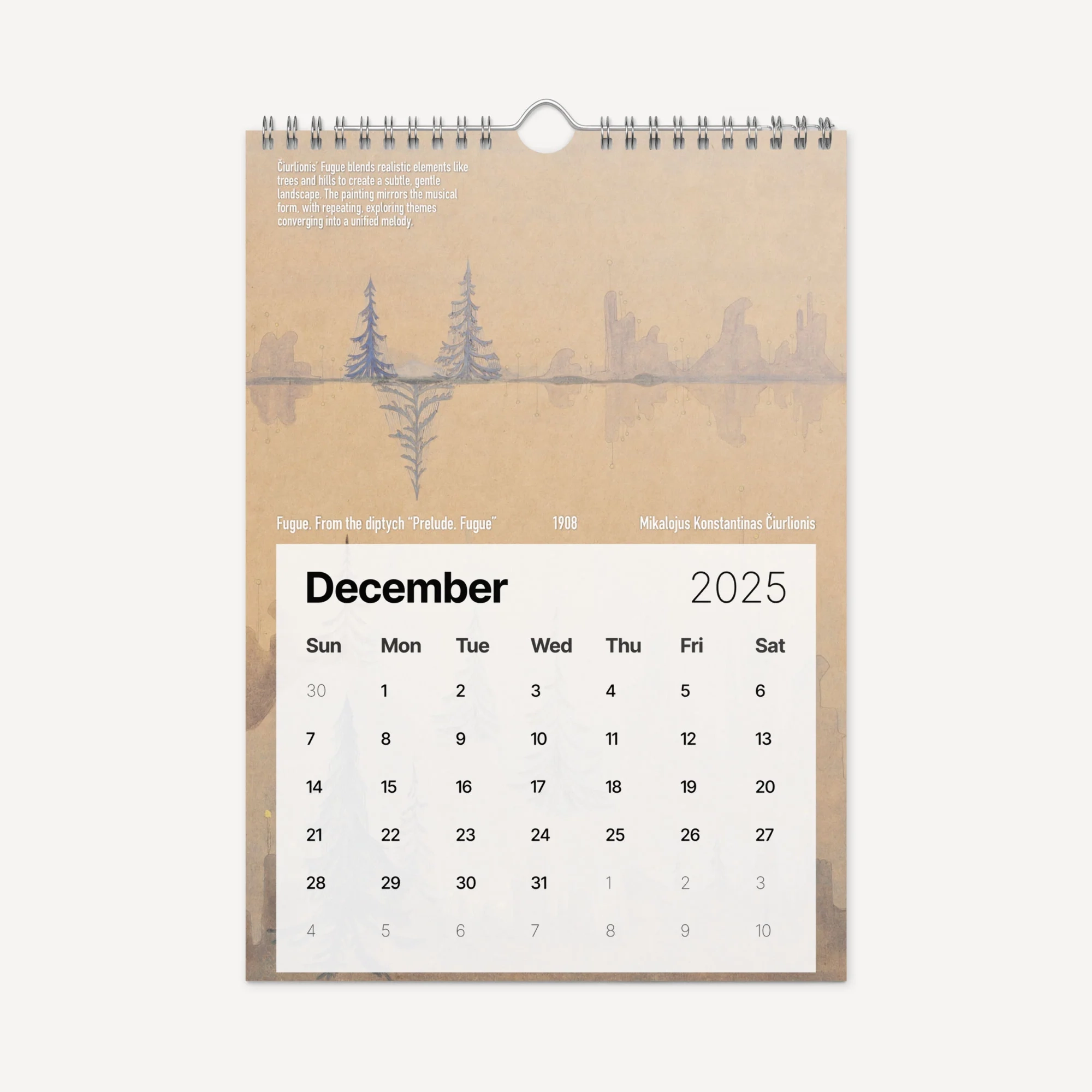 2025 Monthly Calendar Art For Music Lovers Opus Haus