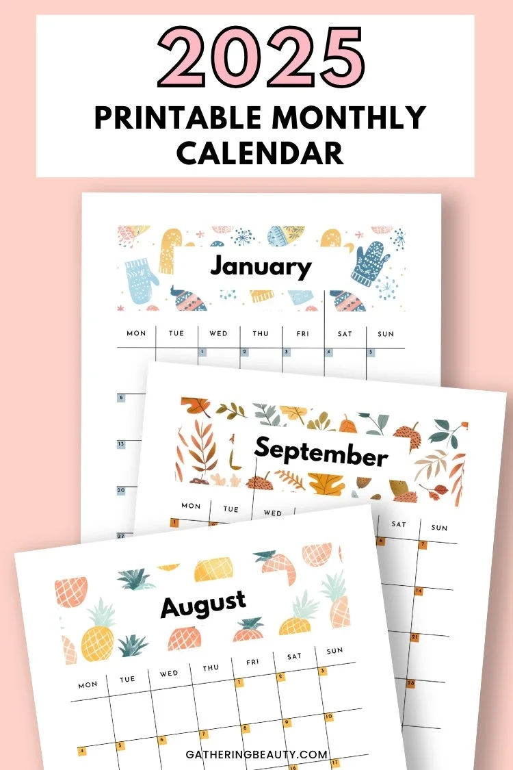 Free Monthly Calendar 2025 Printable By Month