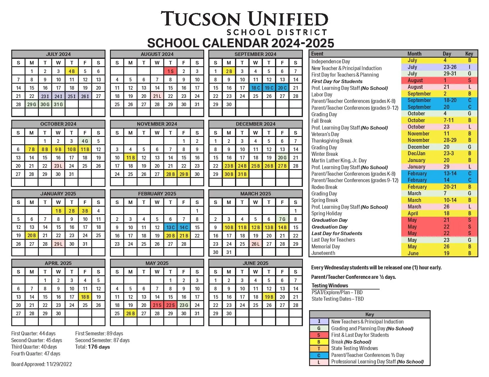 20252026 Tusd Calendar School Academic Calendar