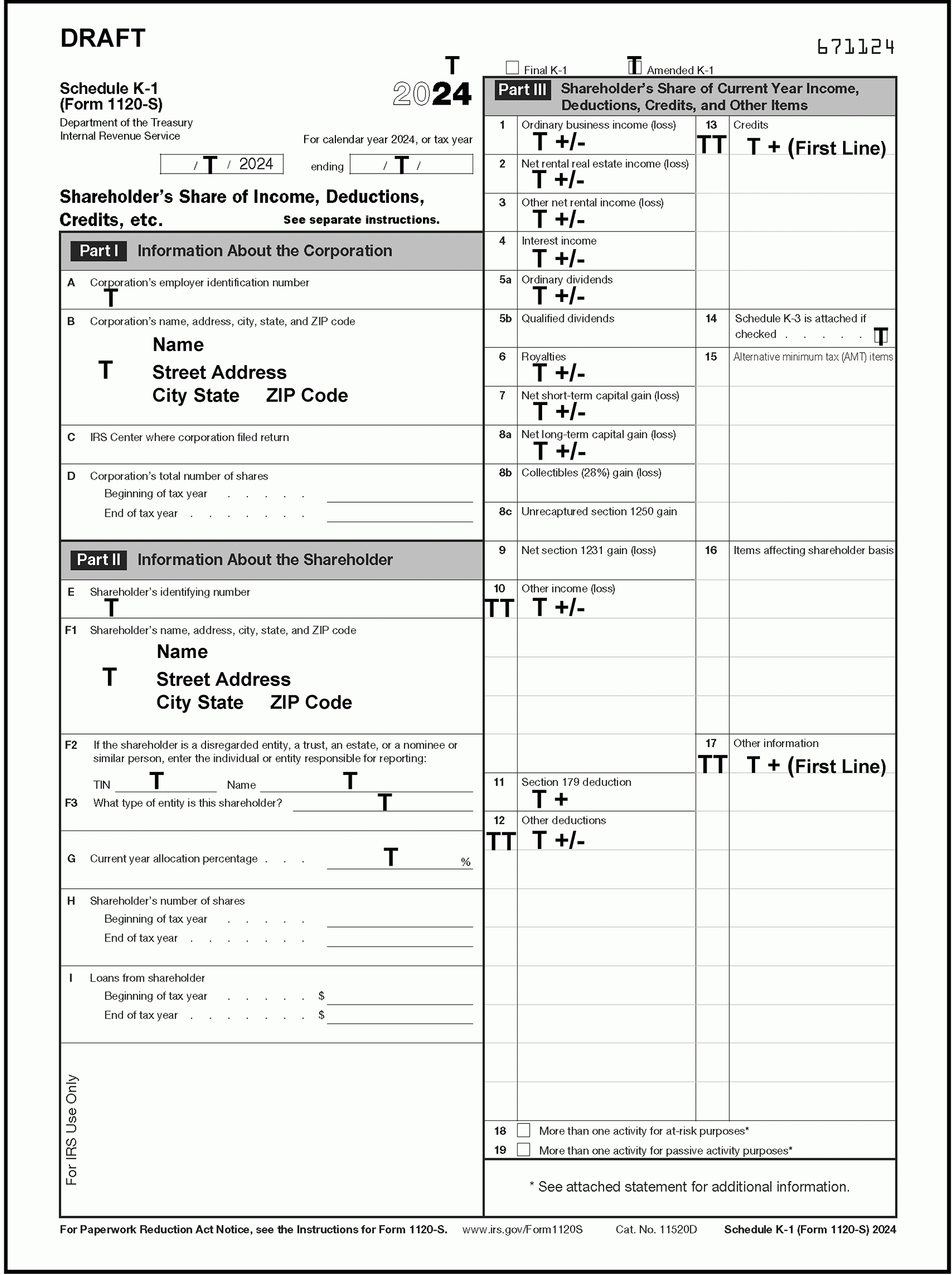 3 0 101 Schedule K 1 Processing Internal Revenue Service