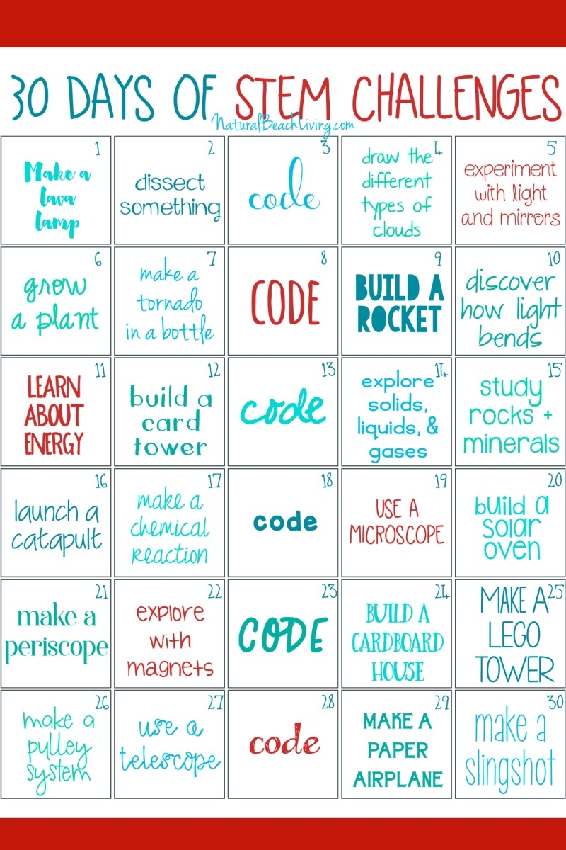 30 Days Of STEM Activities STEM Challenge Natural Beach Living