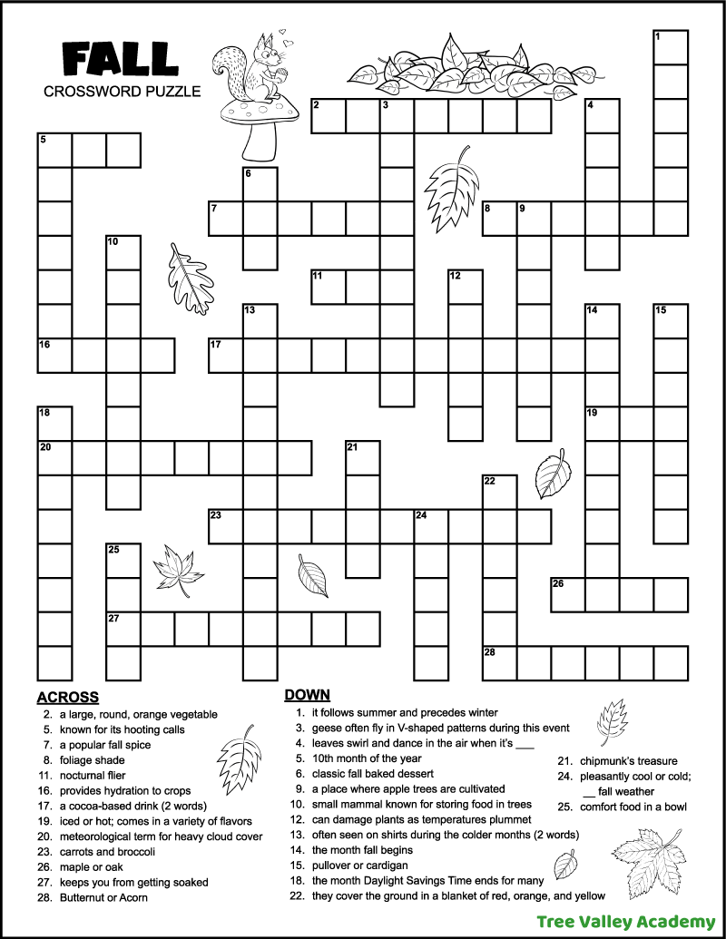 34 Crossword Puzzles For Kids Tree Valley Academy Worksheets 