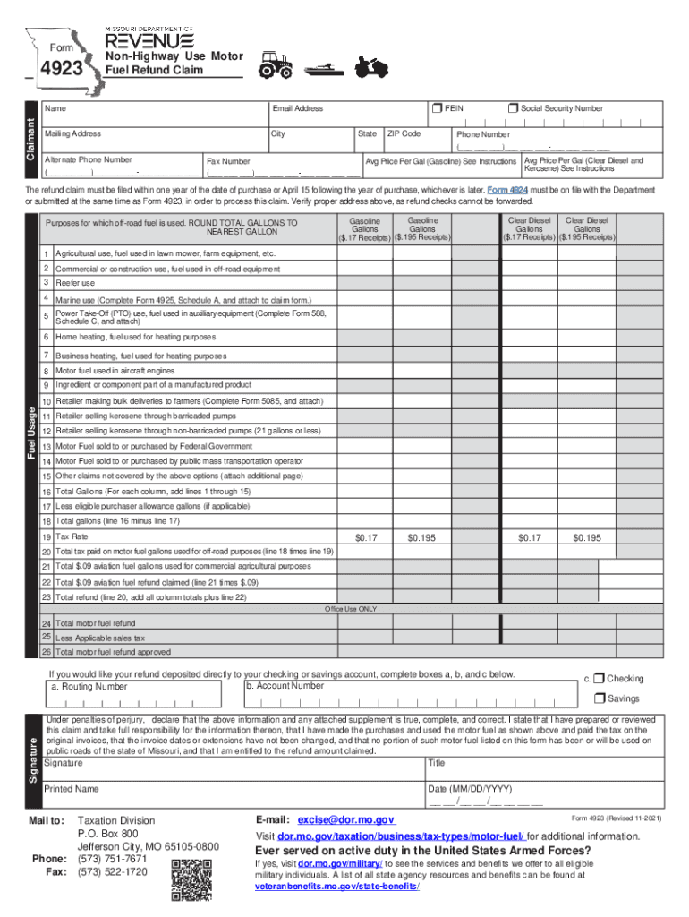 Missouri Department Of Revenue Form 4923