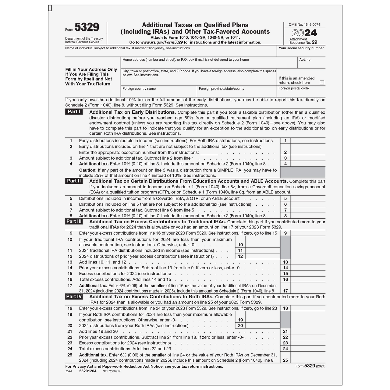 Irs Form 5329 2024