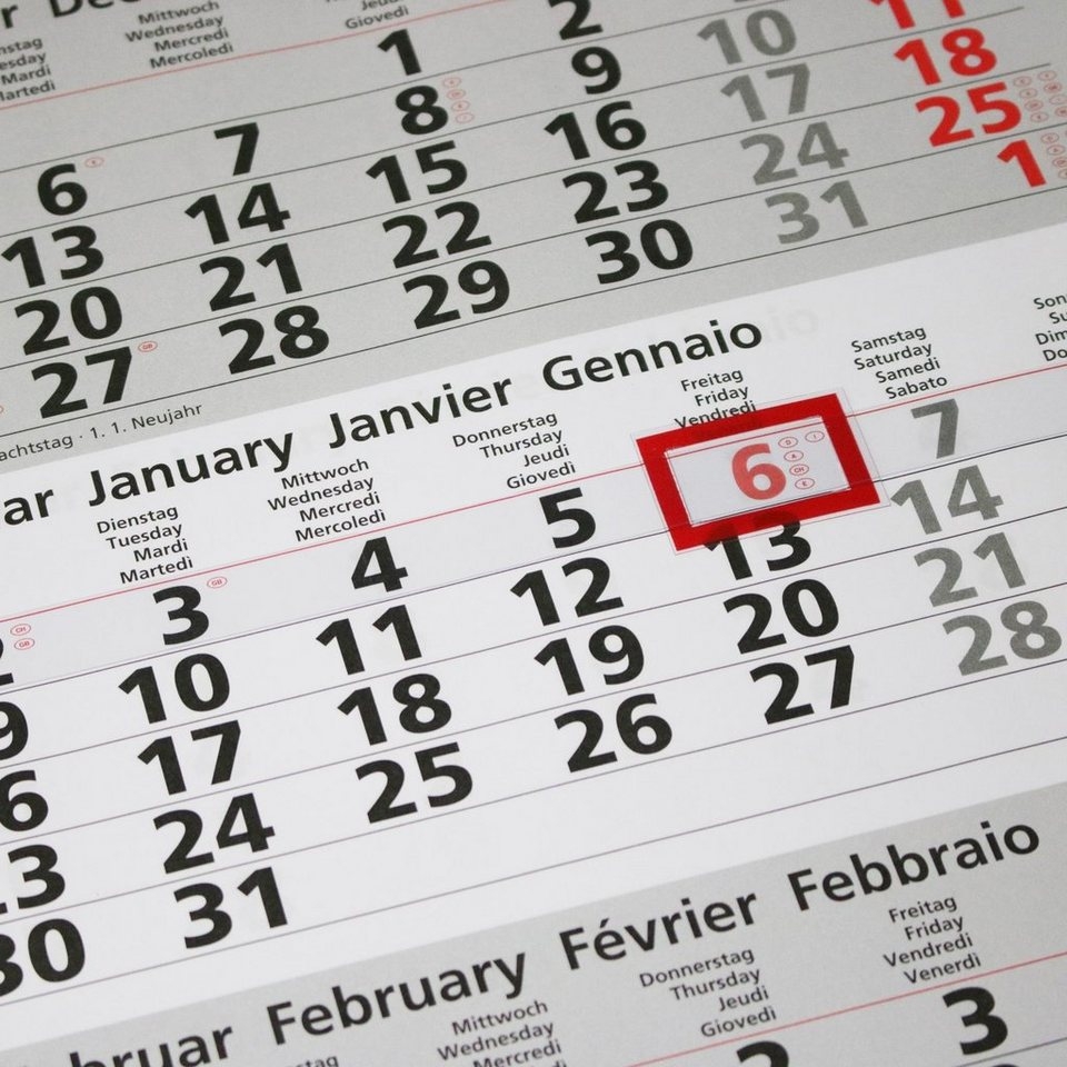 ADINA Wandkalender 2026 ADINA Dreimonatskalender Schwarz 70x33cm 