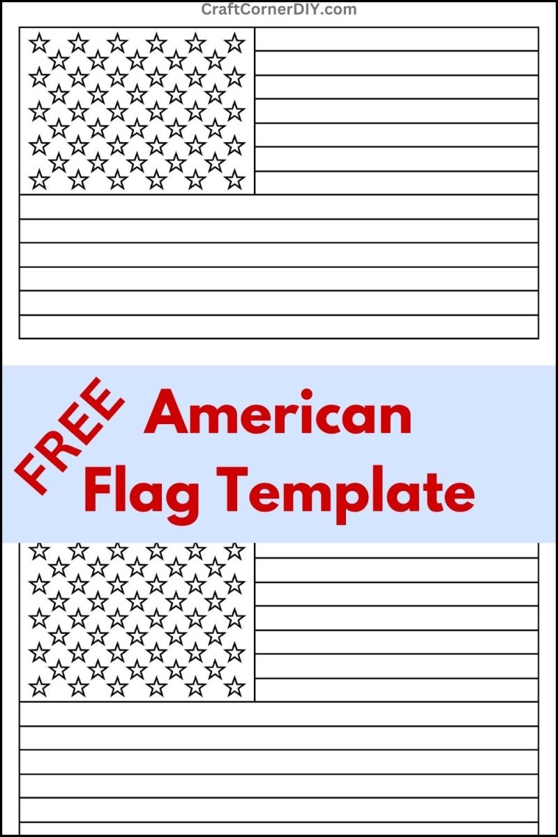 American Flag Template Free Printable Coloring Page Craft 