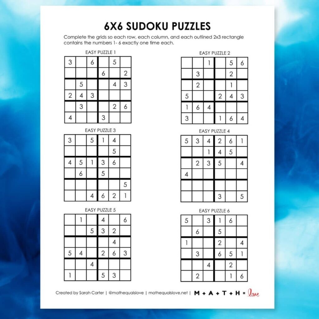 Beginner Sudoku Puzzles Printable Free
