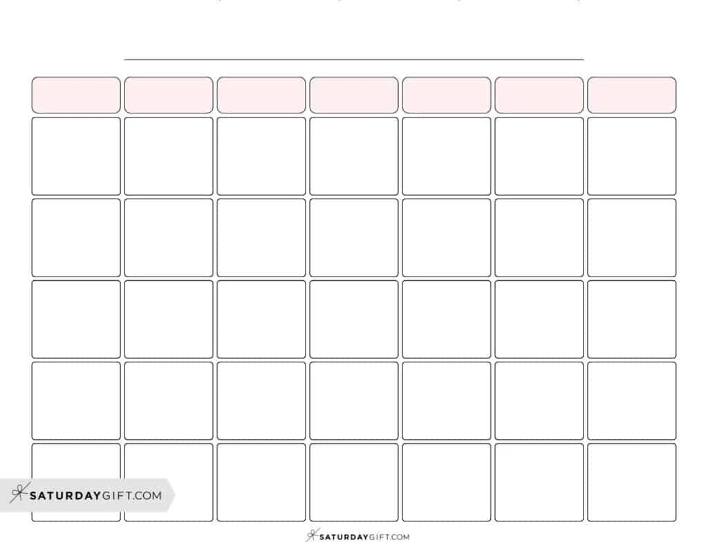 Printable Full Page Blank Calendar