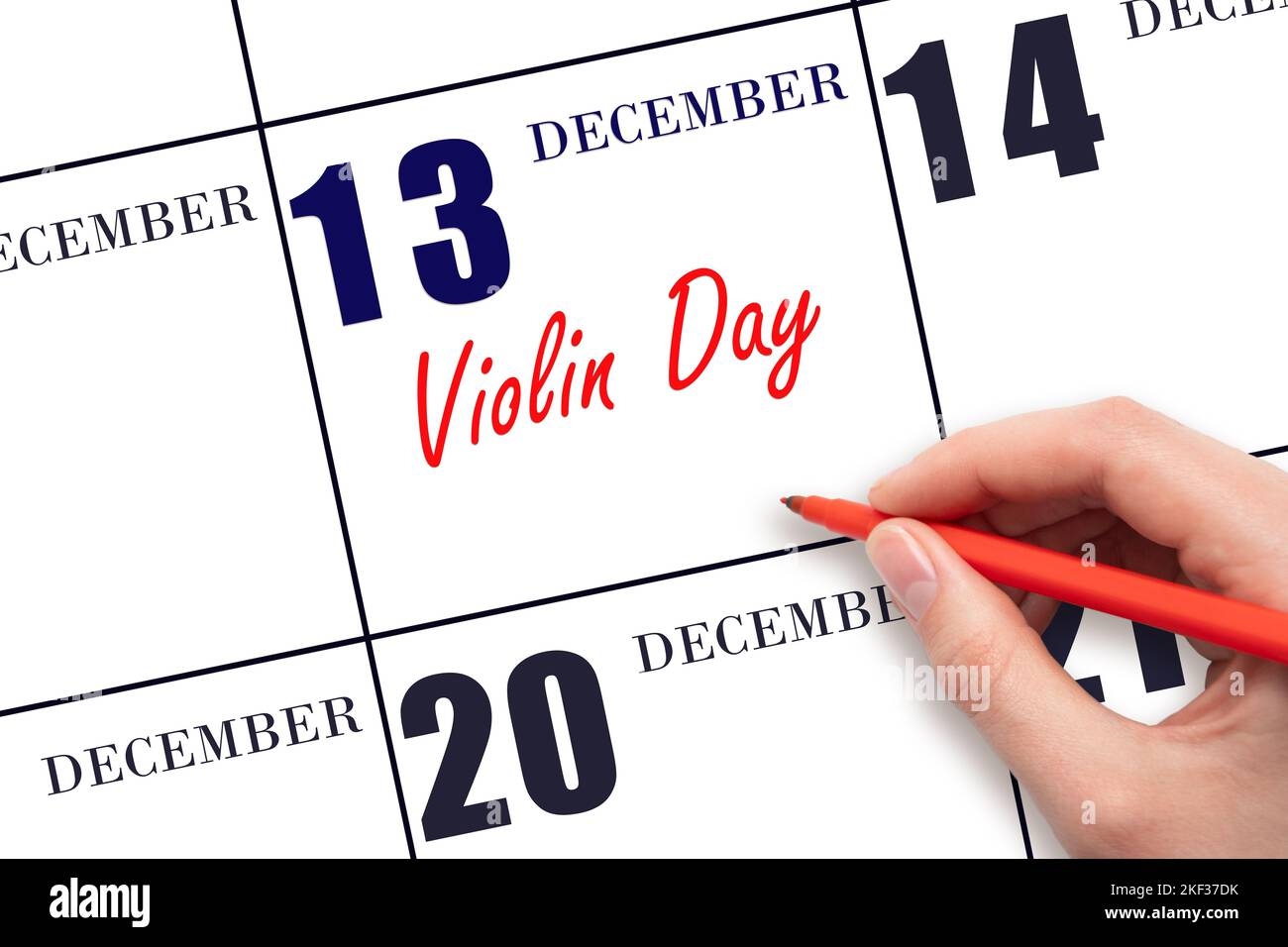 December Calendar Printable 2025 Violins