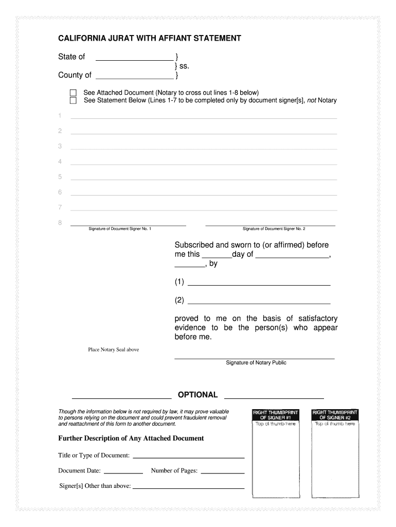 California Jurat Form 2024 Pdf
