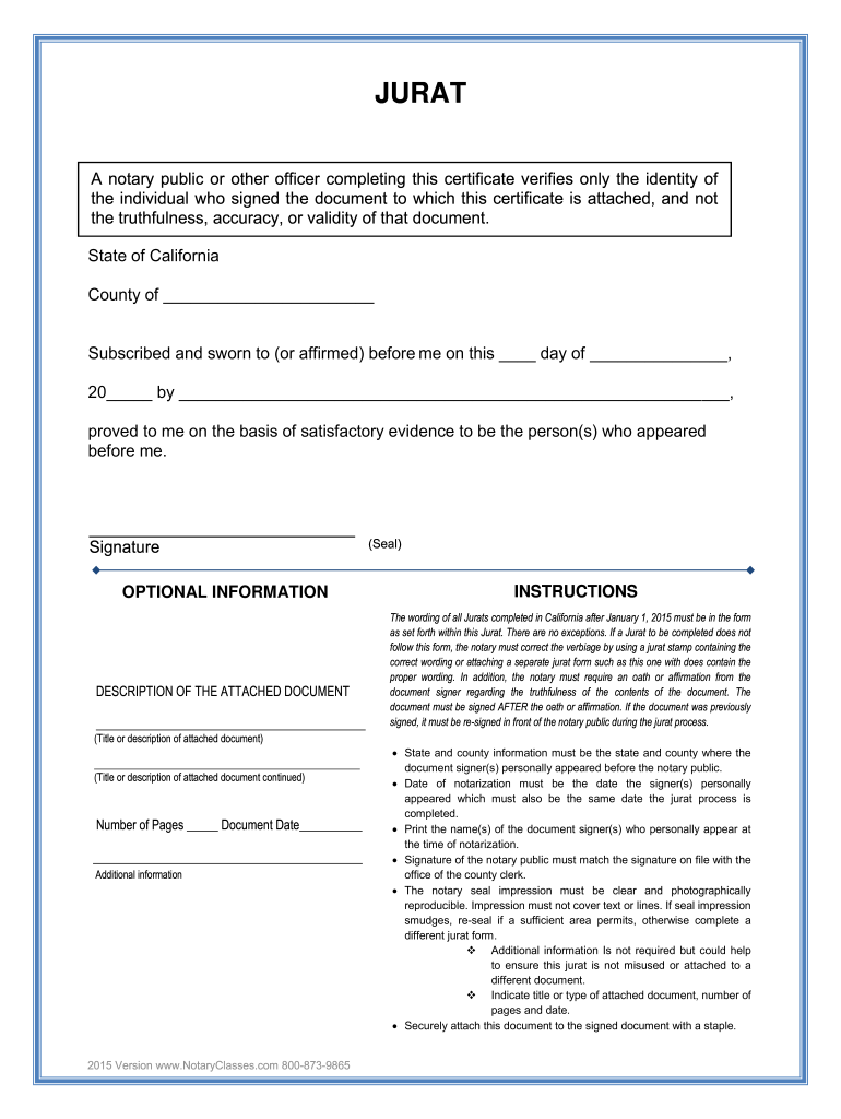 California Notary Jurat Form Fill Out amp Sign Online DocHub