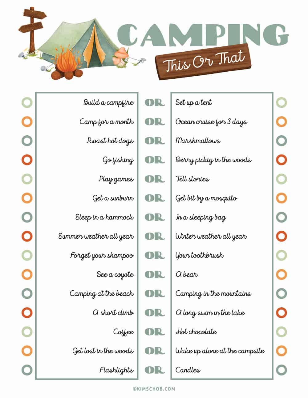 Free Printable Camping Worksheets