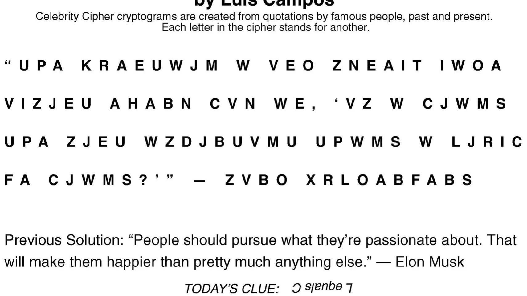 Celebrity Cipher Santamariatimes