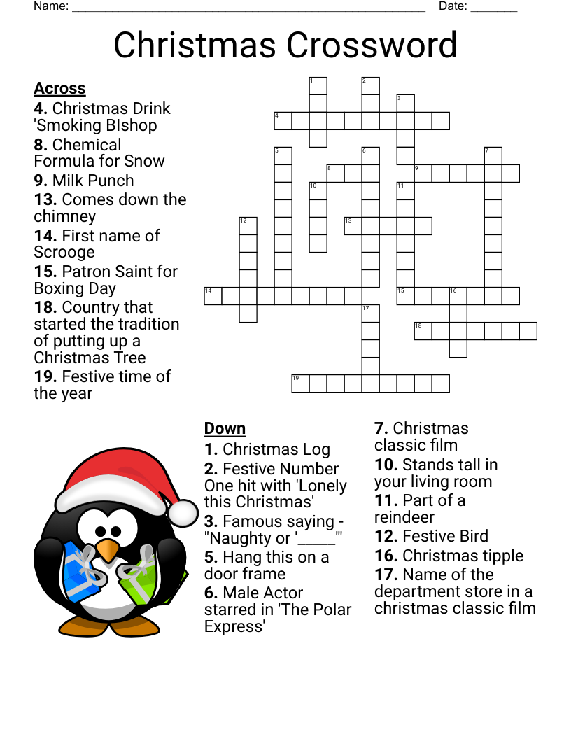 Crossword Puzzles Movies Printable Free