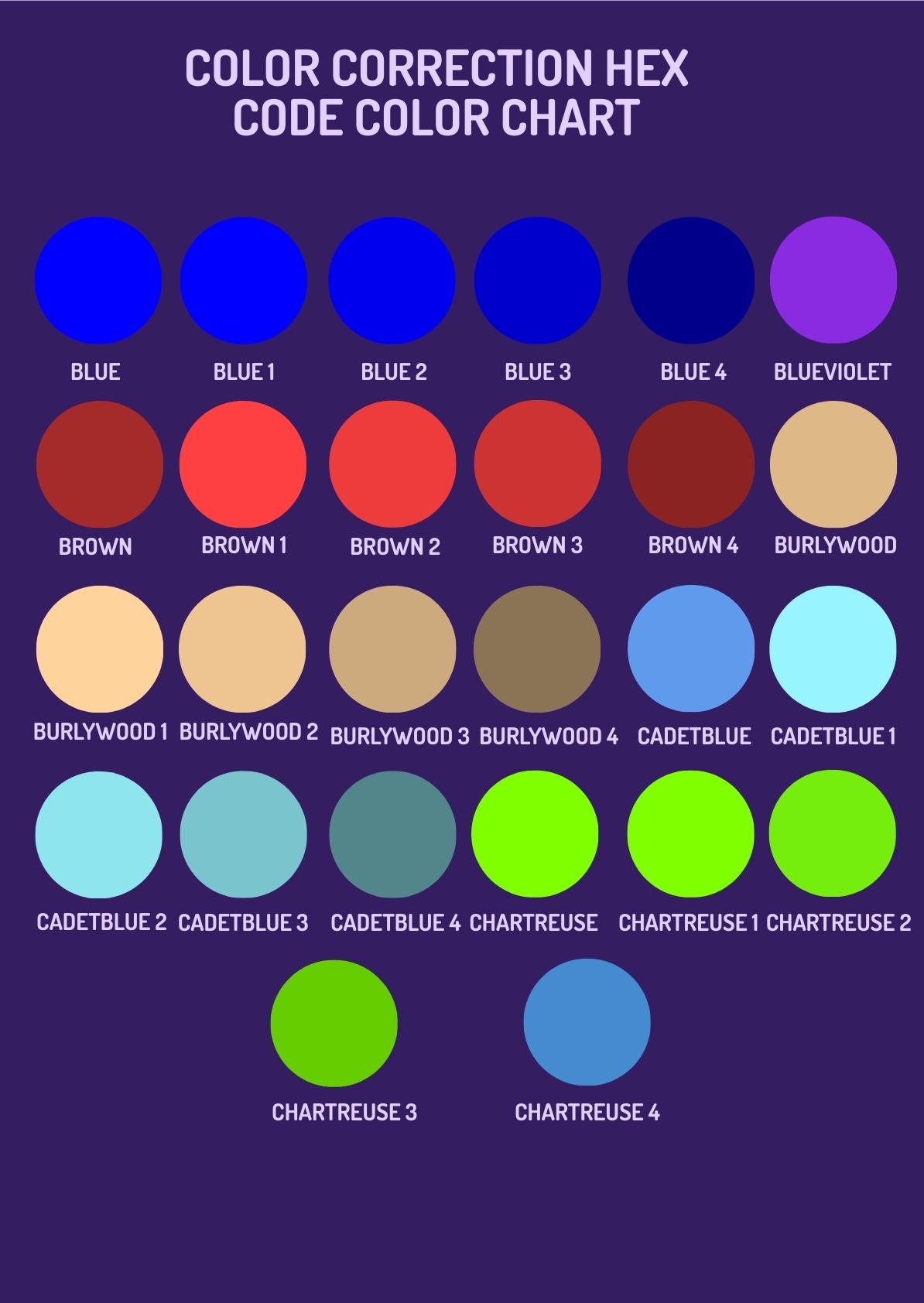 Color Correction HEX Code Color Chart In PDF Illustrator 