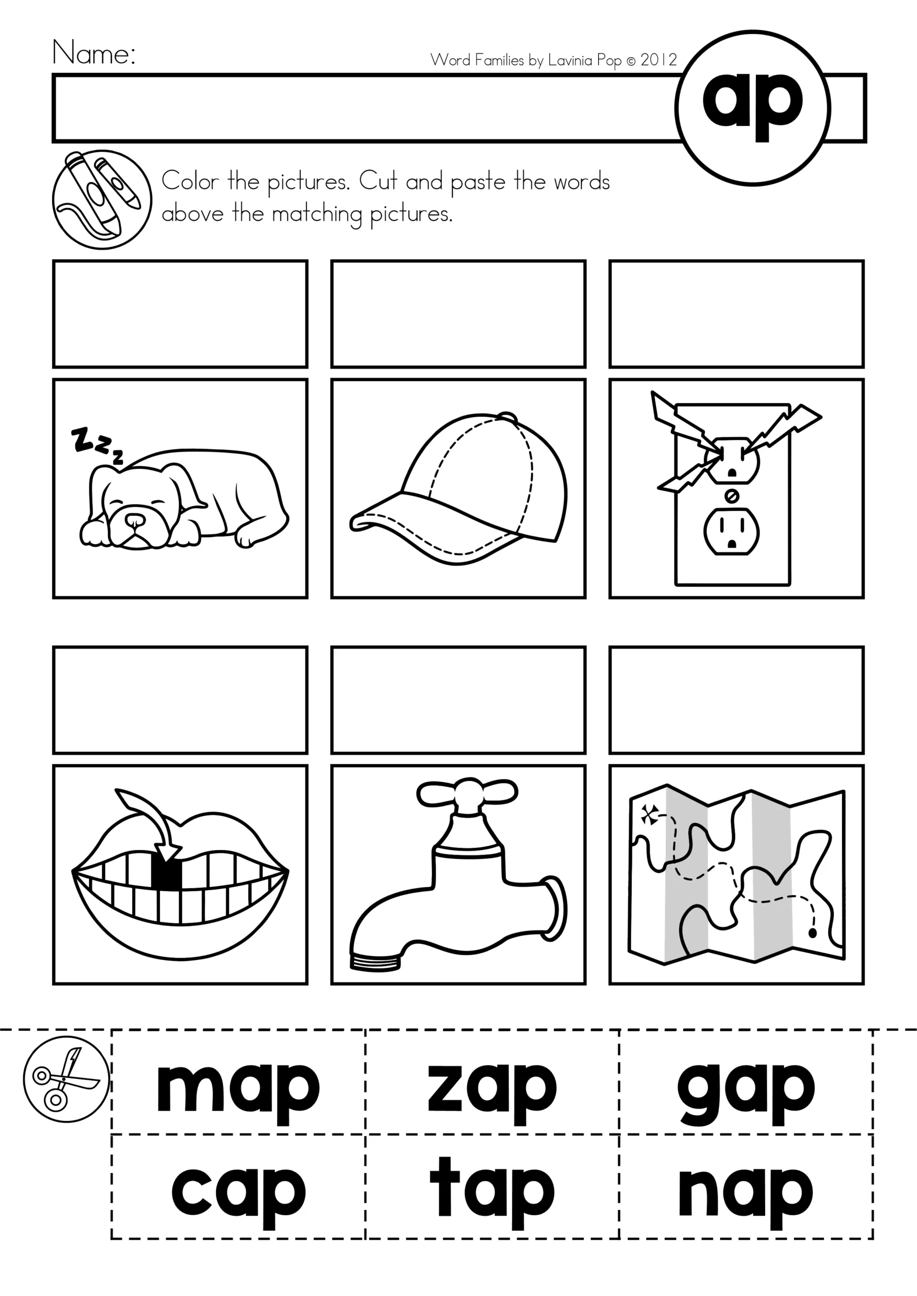 CVC Word Families Word Work No Prep Cut amp amp Paste Worksheets 