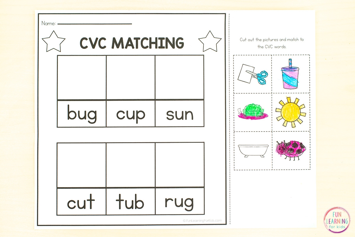 Free Printable Cut And Paste Cvc Worksheets