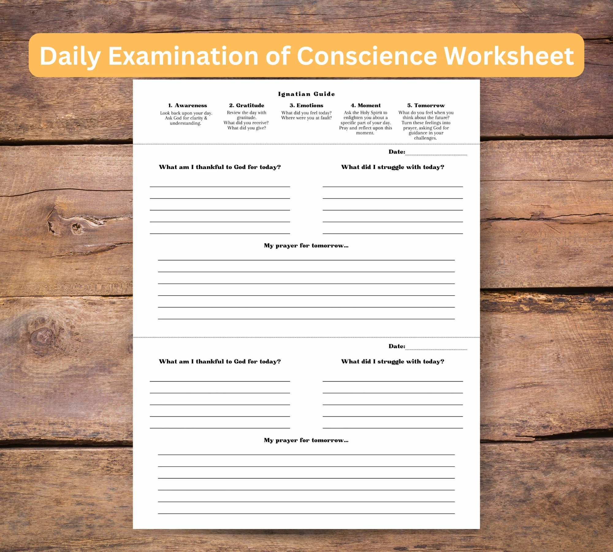 Printable Examination Of Conscience Worksheet