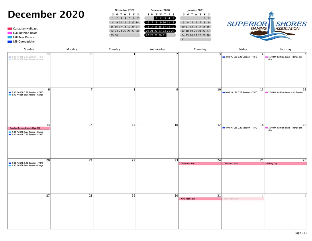 Printable December Calendar Waterproof