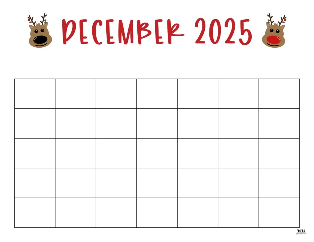 Printable Blank December Calendar 2025 Color