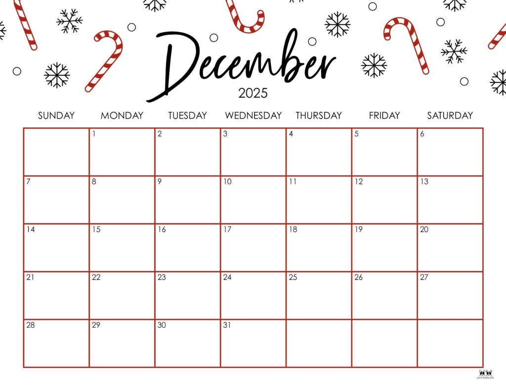 December 2025 Calendar With Lines Printable