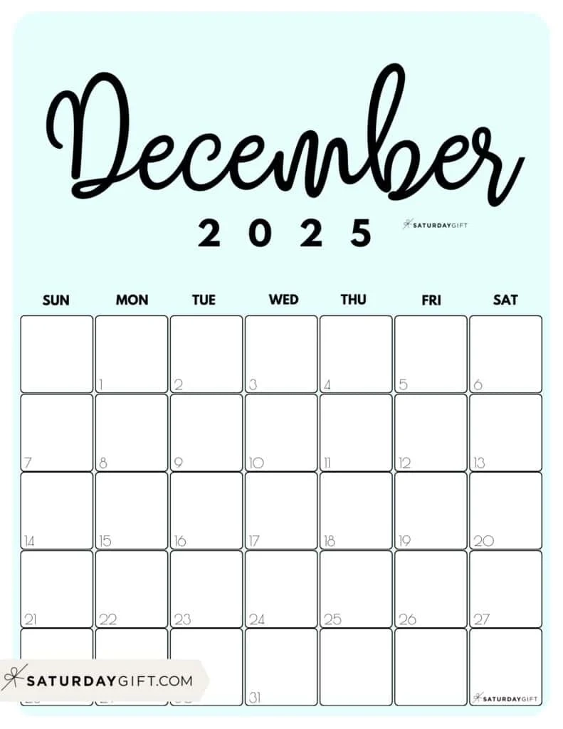 December 2025 Calendars 23 Cute Free Printable PDFs SaturdayGift