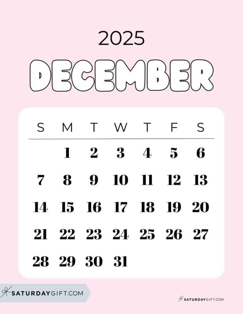 Cute December Calendar Printable