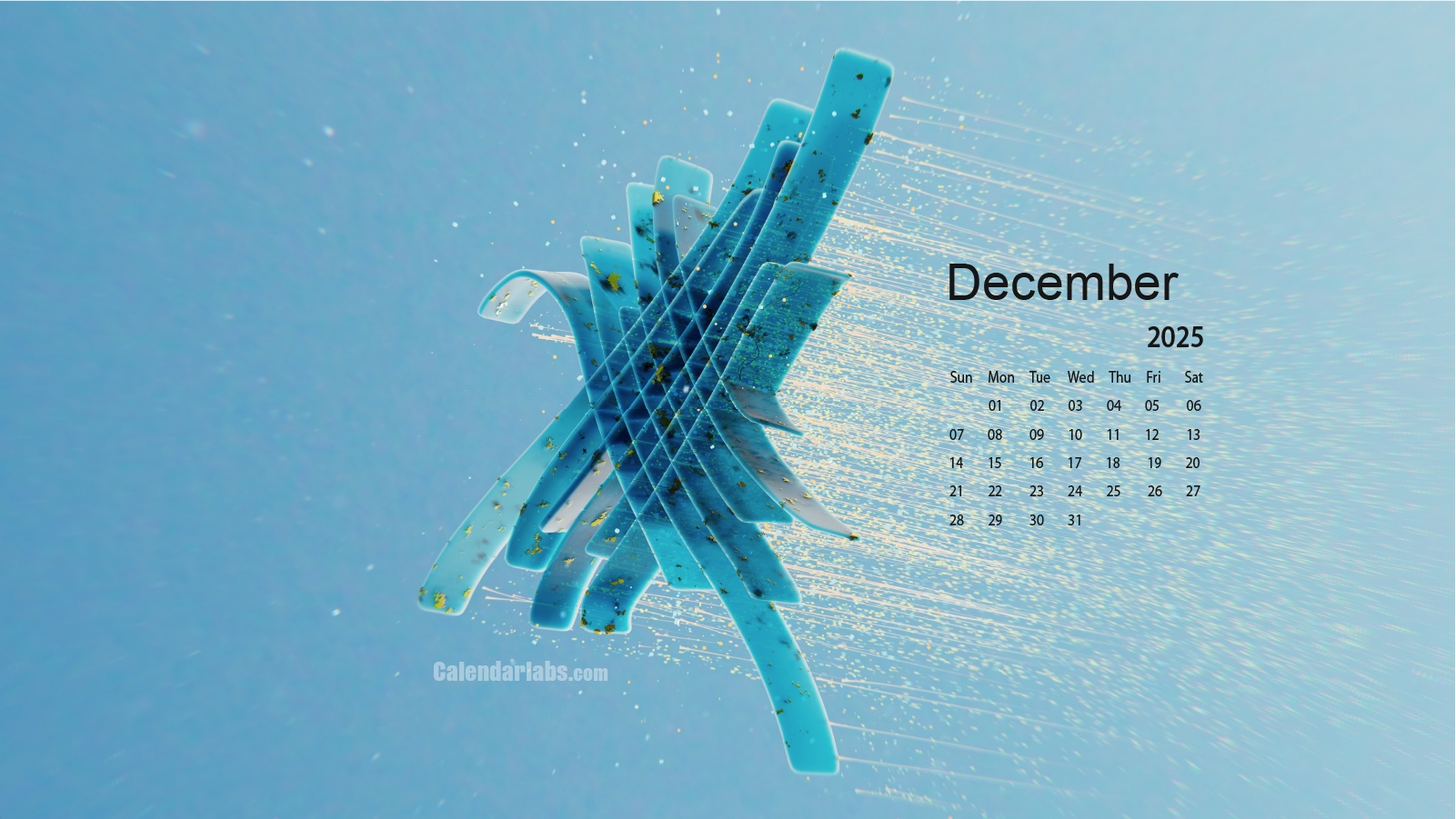 December 2025 Printable Calendar Wallpaper