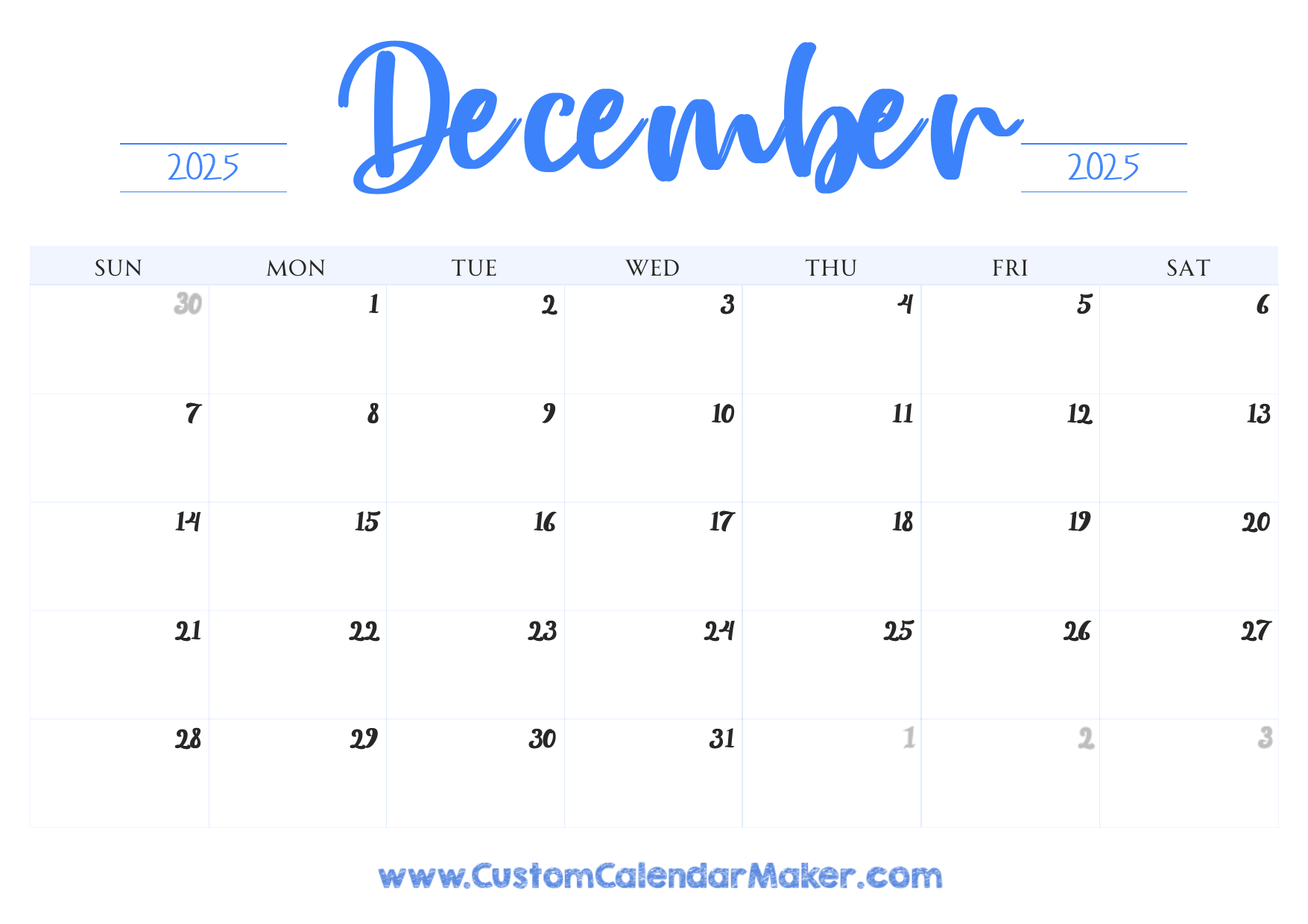 Free Printable Calendar December 2025 Wiki