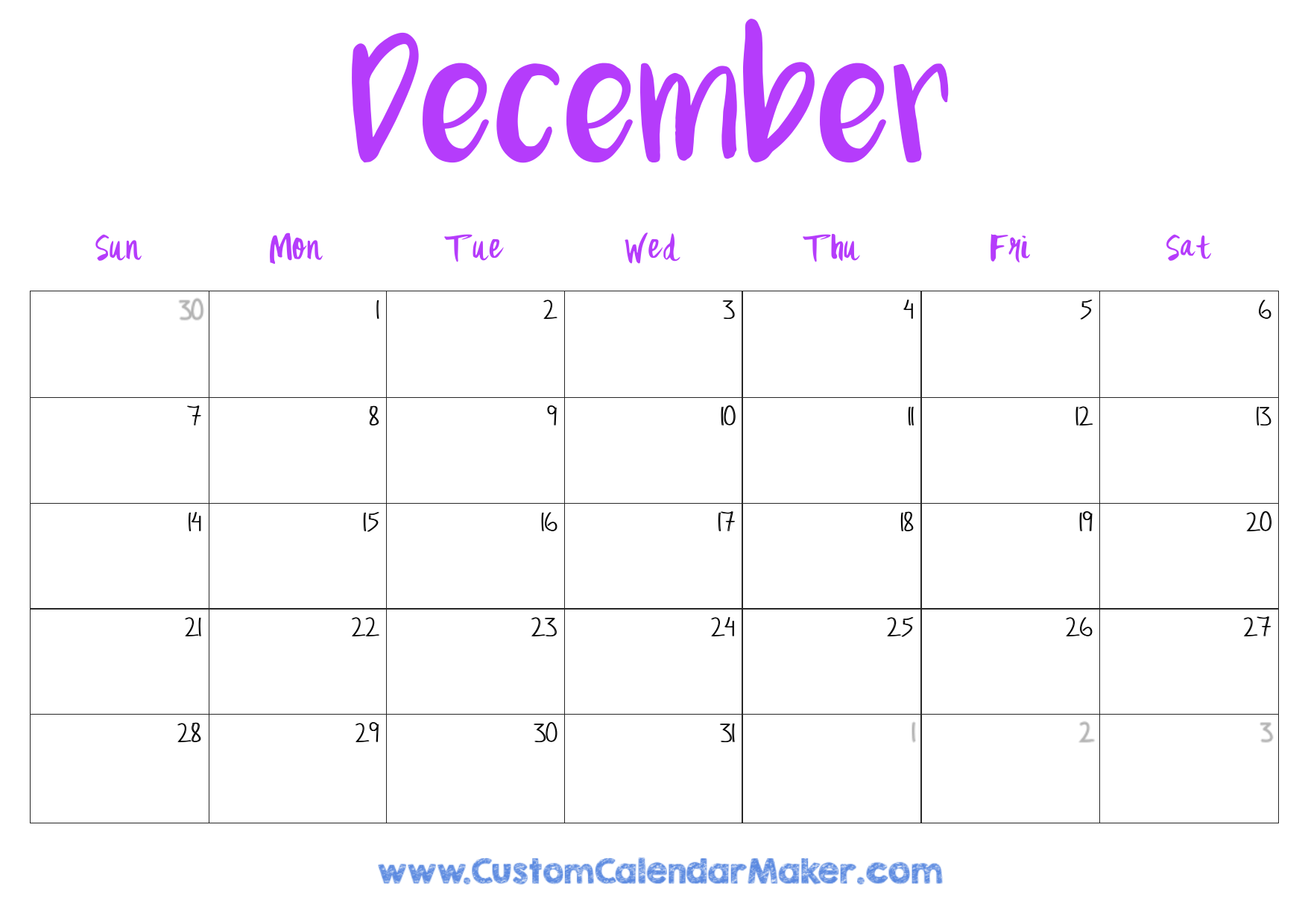 December 2025 Printable Calendar 23 Free Templates PDF 