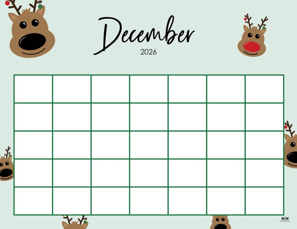 Blank Printable December Calendar 2026
