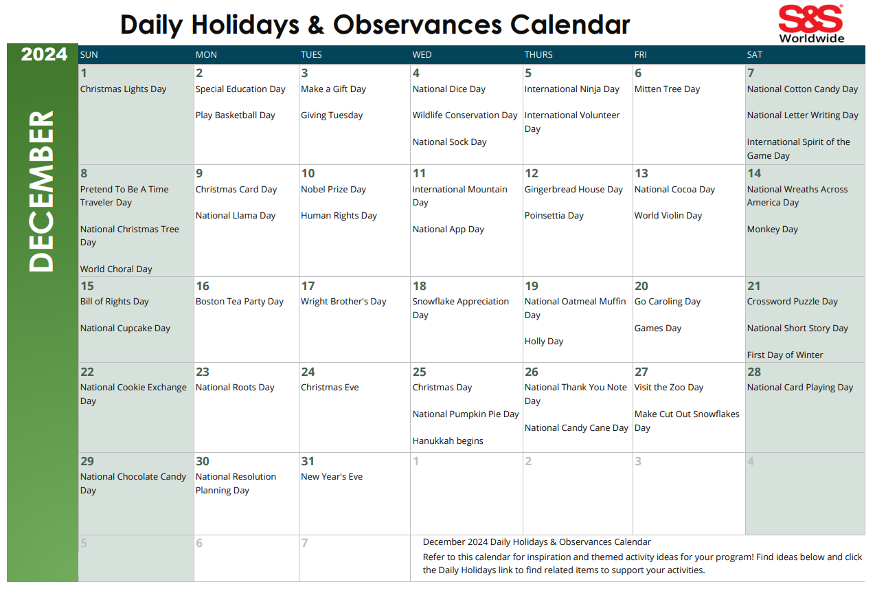 December Printable Calendar With Holidays