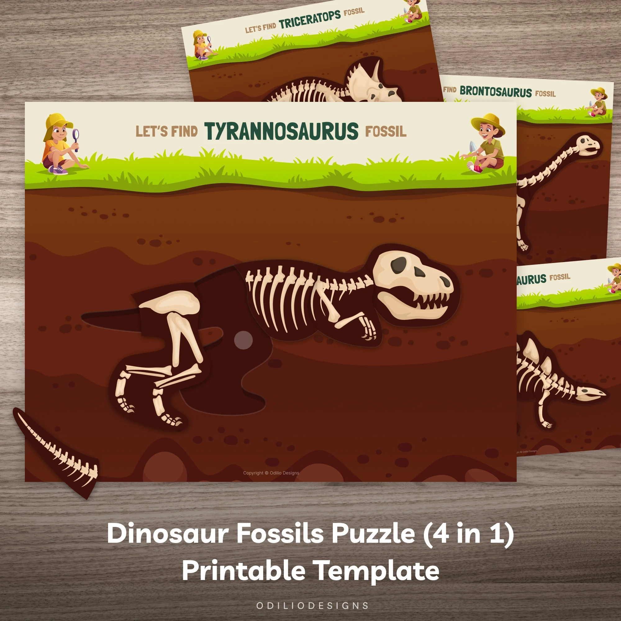Dinosaurier Fossil Puzzle F r Kinder Matching Game Printable Dino 