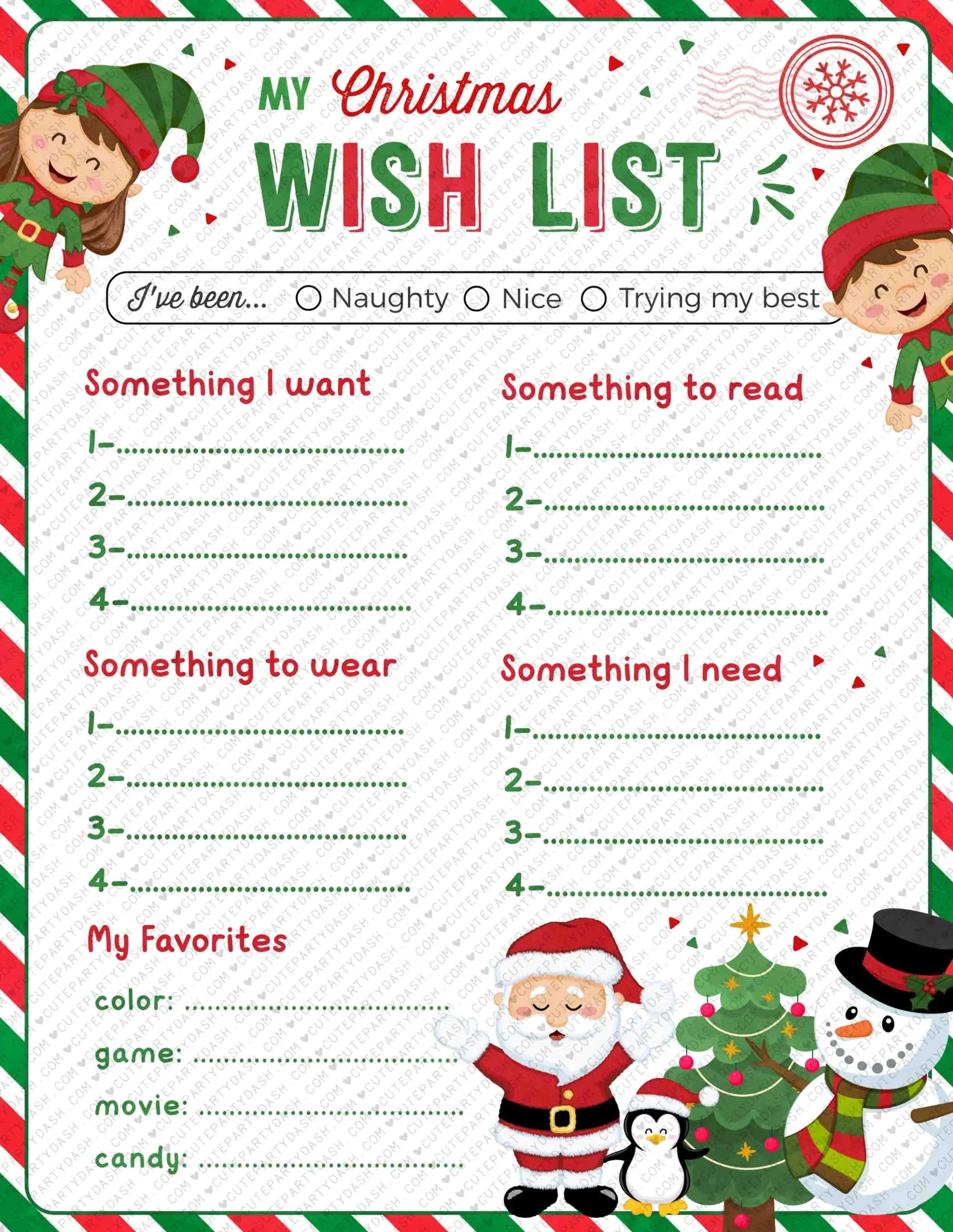 Christmas Wish List Template Printable