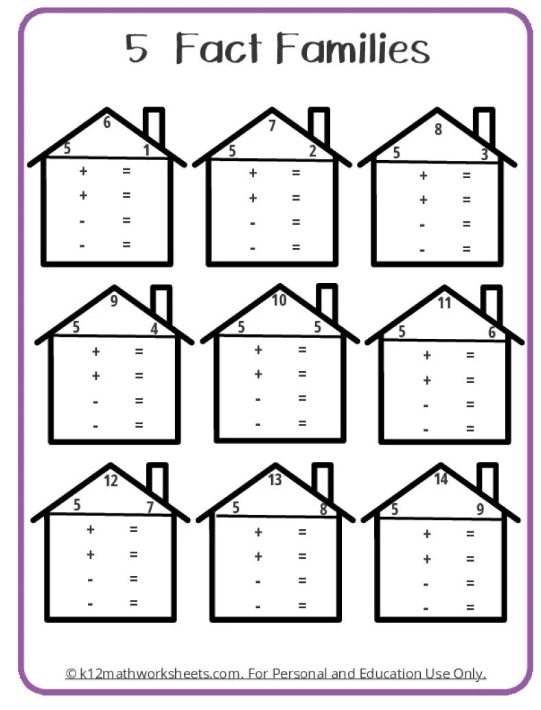 Free Printable Fact Family Worksheets