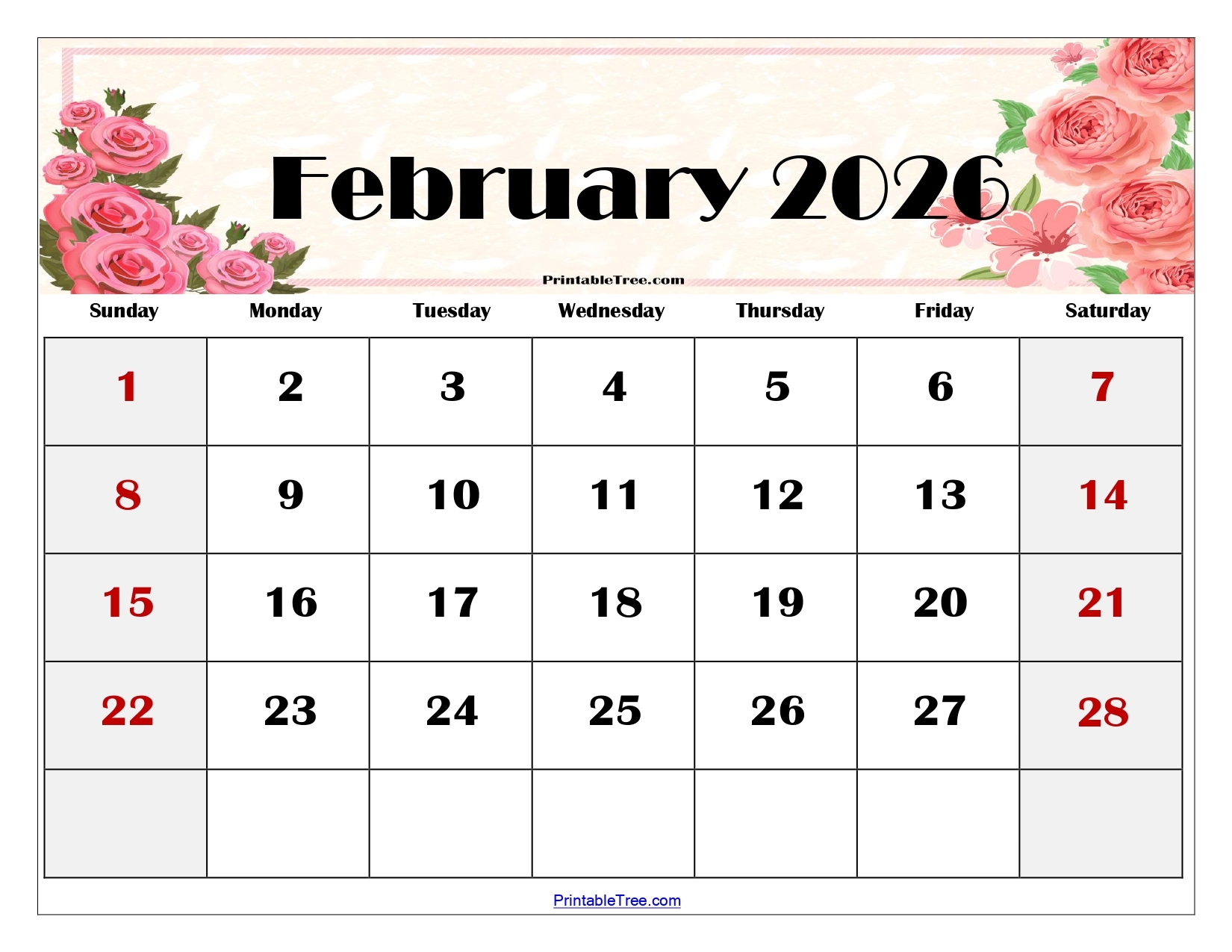 February 2026 Calendar Printable Free