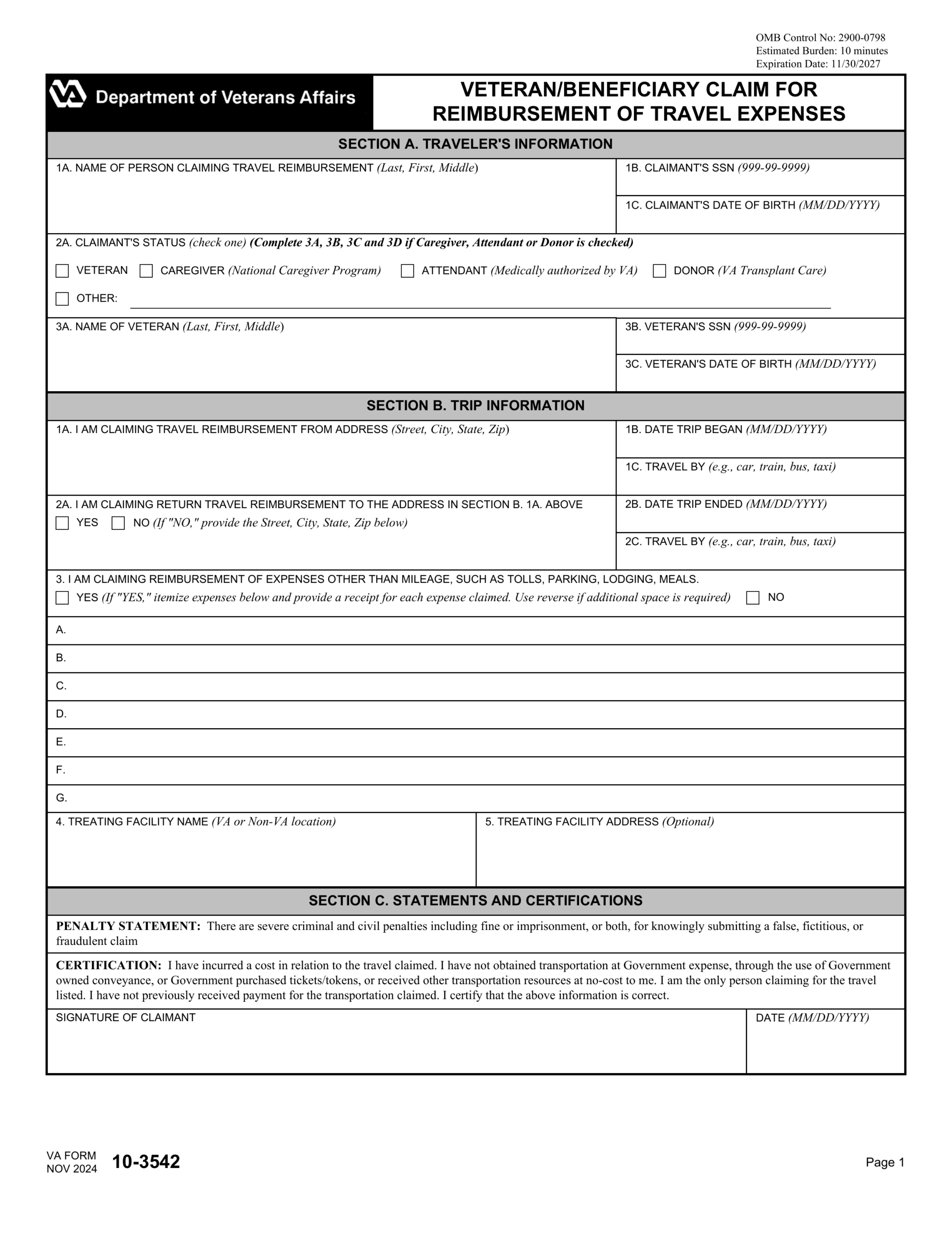 Fill VA Form 10 3542 2024 2025 Create Edit Forms Online