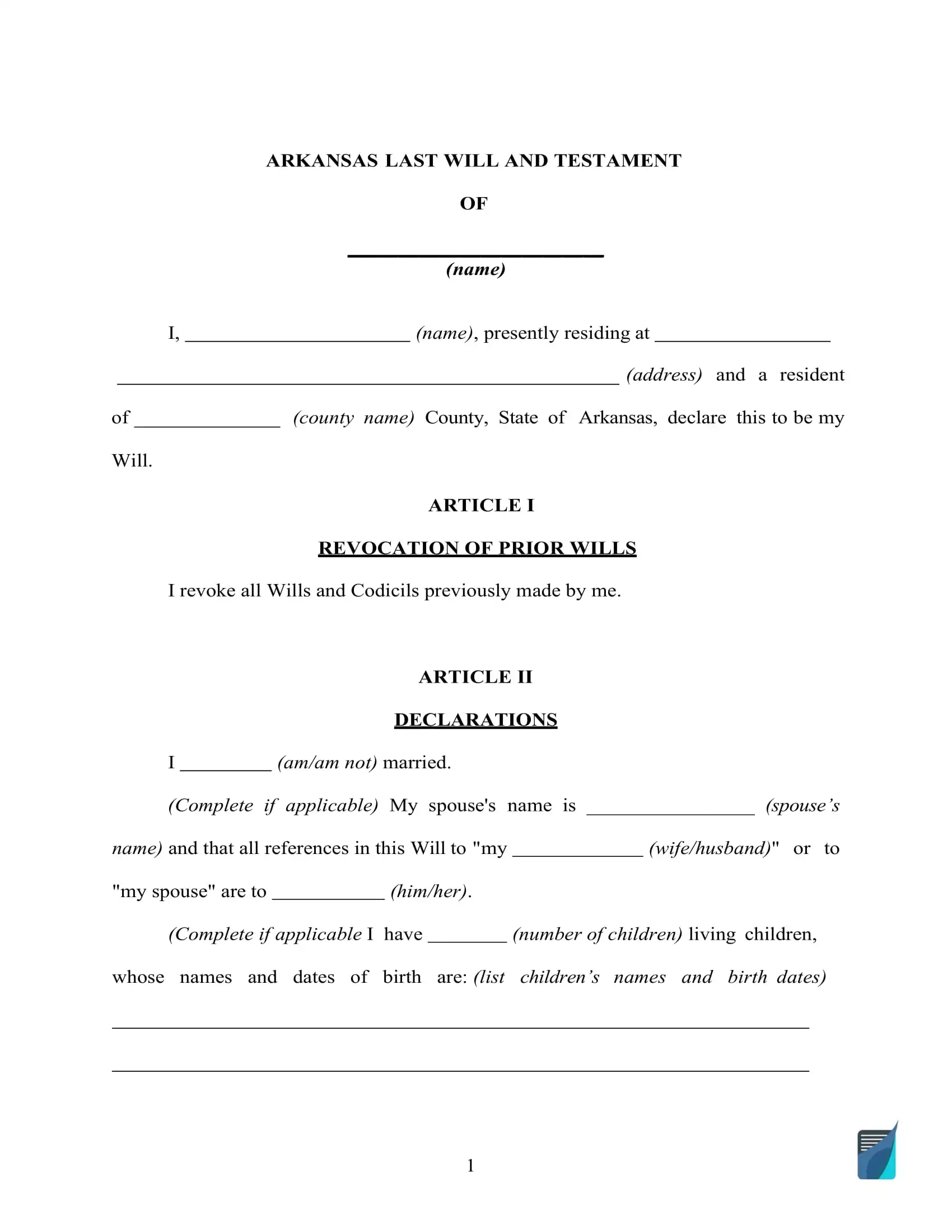 Living Will Forms Free Printable Arkansas
