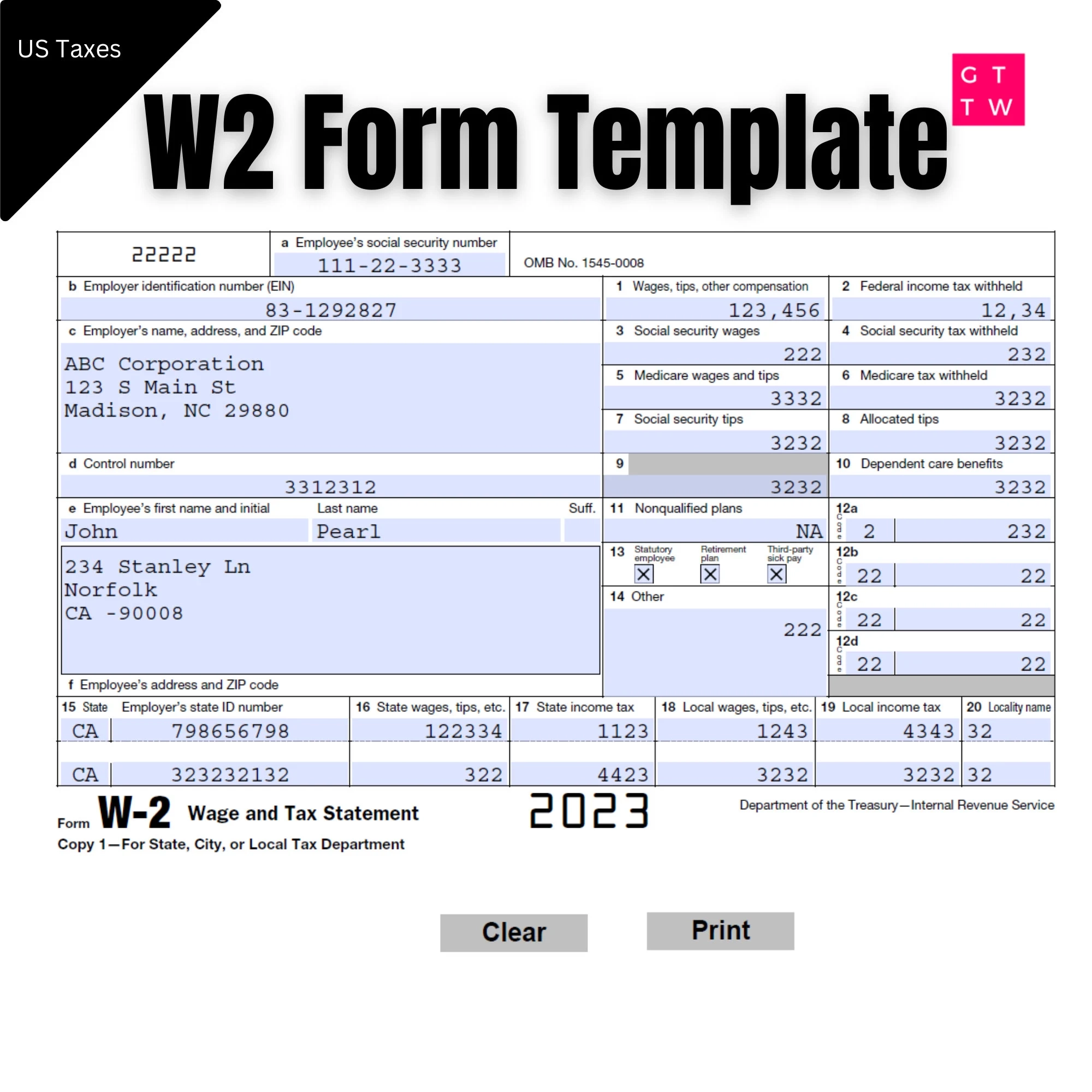 W-2 Pdf Form 2023