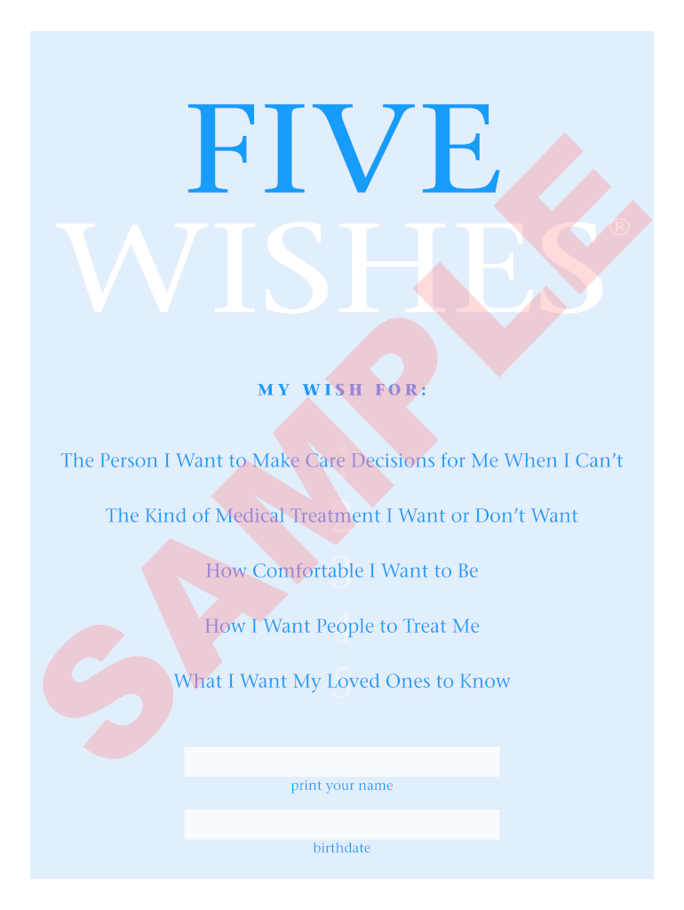 Free 5 Wishes Printable Version