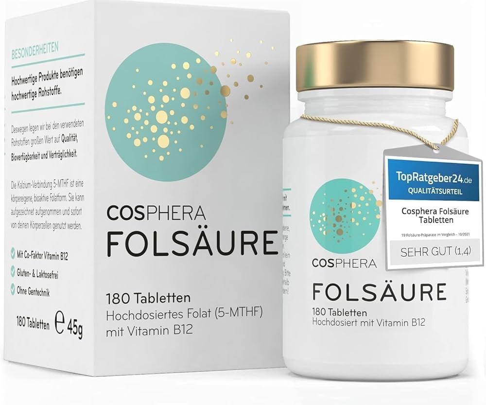 Fols ure Tabletten Hochdosiert Mit 800 g Folat Und 25 g Vitamin B12 Pro Tablette 180 Vegane Tabletten Im 6 Monatsvorrat Mit 5 MTHF Dem Best 