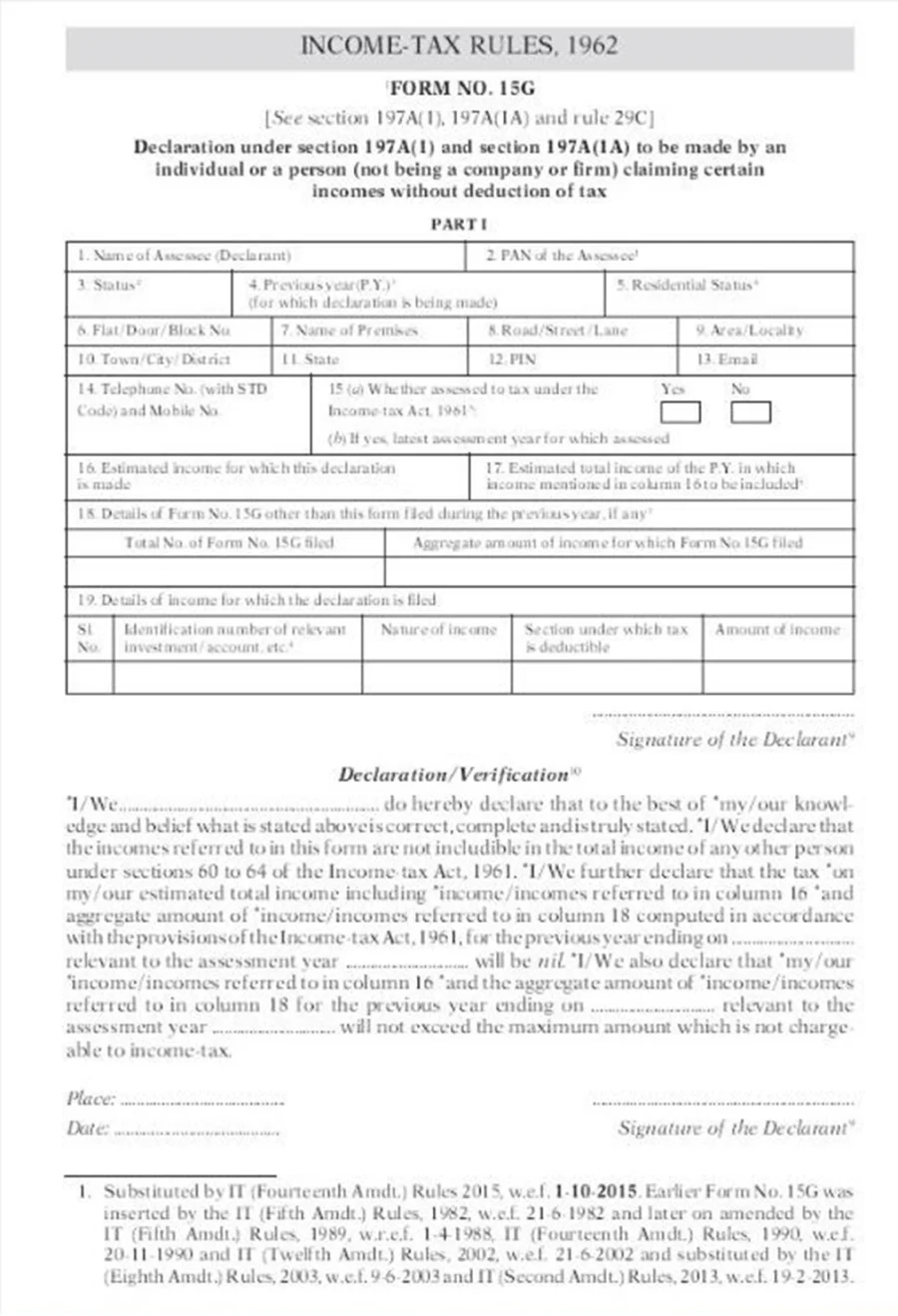 Form 15G Form 15H To Save TDS On Interest Income Tax2win