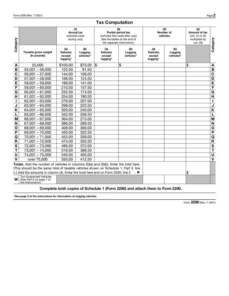 Printable Form 2290 For 2021