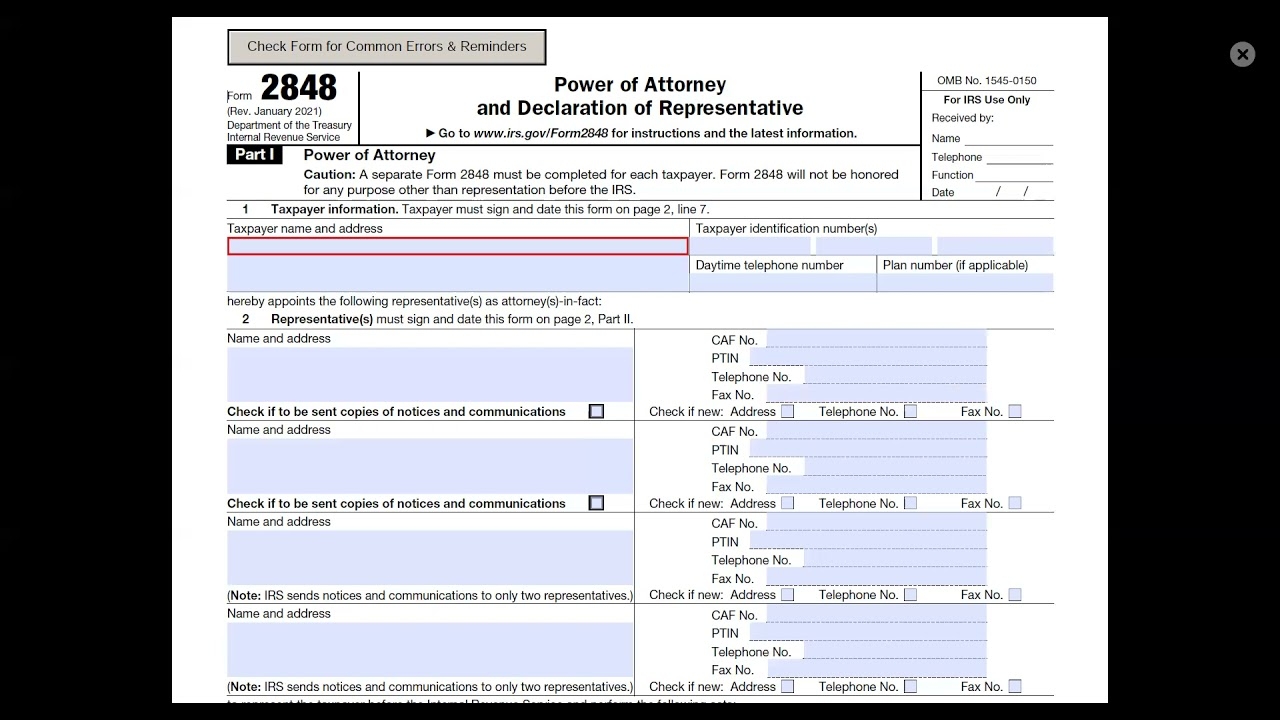 Irs Poa Fax Form 2848