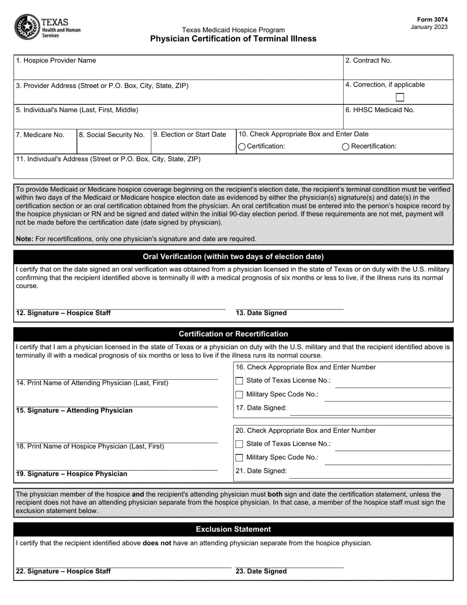 Form 3074 Download Fillable PDF Or Fill Online Physician 
